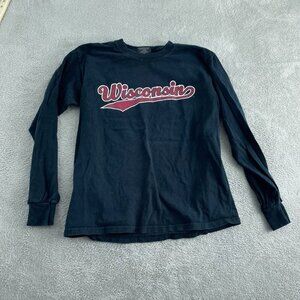 Steve & Barrys Wisconsin Long Sleeve T-Shirt M Black Cotton 5634